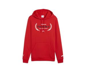 Hoodie PUMA "F1 Essentials Logo Graphic Hoodie Herren", Herren, Gr. M, rot (pop rot), Obermaterial: 66% Baumwolle, 34% Polyester. Kapuzenfutter: 100% Baumwolle. Rippe: 3% Elasthan, 97% Baumwolle, norm