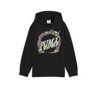 Hoodie PUMA "MID 90s Relaxed Graphic Hoodie Mädchen", Kinder, Gr. 128, schwarz, Obermaterial: 32% Polyester, 68% Baumwolle. Kapuzenfutter: 100% Baumwolle. Rippe: 3% Elasthan, 97% Baumwolle, relaxed fi