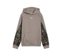 Hoodie PUMA "PUMA Sport Animal Fleece-Hoodie Mädchen", Kinder, Gr. 128, mouse gray beige, Obermaterial: 68% Baumwolle, 32% Polyester. Kapuzenfutter: 100% Baumwolle. Rippe: 97% Baumwolle, 3% Elasthan,