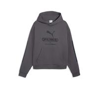 Hoodie PUMA "PUMA Sport Boxy Graphic Fleece Hoodie Herren", Herren, Gr. S, moody gray, Obermaterial: 34% Polyester, 66% Baumwolle. Seitentasche - Oben: 100% Baumwolle, relaxed fit, Sweatshirts Hoodie