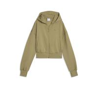 Hoodie PUMA "PUMATECH SENSE Kapuzenjacke Damen", Damen, Gr. M, beige (chai latte braun), Obermaterial: 25% Modal, 50% Polyester, 16% Baumwolle, 9% Elasthan. Taschenfutter: 100% Baumwolle. Kapuzenfutte