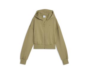 Hoodie PUMA "PUMATECH SENSE Kapuzenjacke Damen", Damen, Gr. XL, beige (chai latte braun), Obermaterial: 25% Modal, 50% Polyester, 16% Baumwolle, 9% Elasthan. Taschenfutter: 100% Baumwolle. Kapuzenfutt