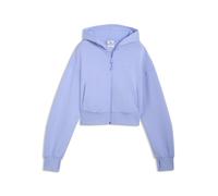 Hoodie PUMA "PUMATECH SENSE Kapuzenjacke Damen", Damen, Gr. XL, blau (intense lavender lila), Obermaterial: 25% Modal, 50% Polyester, 16% Baumwolle, 9% Elasthan. Taschenfutter: 100% Baumwolle. Kapuzen