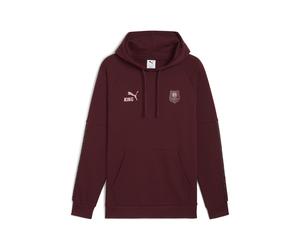 Hoodie PUMA "Stade Rennais FC KING Hoodie Herren", Herren, Gr. M, lila (aubergine schwarz crimson lila rot), Obermaterial: 68% Baumwolle, 32% Polyester. Rippe: 97% Baumwolle, 3% Elasthan. Besatz: 100%