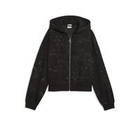 Hoodie PUMA "Street Glam Oversized Kapuzenjacke Damen", Damen, Gr. M, schwarz, Obermaterial: 66% Baumwolle, 34% Polyester; Kapuzenfutter: 100% Baumwolle; Rippe: 97% Baumwolle, 3% Elasthan, oversize, S