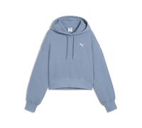 Hoodie PUMA "WARDROBE ESS Kurzer Relaxed Fit Hoodie Damen", Damen, Gr. XL, blau (cool blau), Obermaterial: 32% Polyester, 68% Baumwolle; Rippe: 4% Elasthan, 96% Baumwolle, relaxed fit, Sweatshirts Hoo