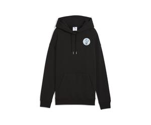 Hoodie PUMA "Wardrobe Essentials Sports Legacy Relaxed Graphic Hoodie Damen", Damen, Gr. XL, schwarz, Obermaterial: 32% Polyester, 68% Baumwolle; Rippe: 96% Baumwolle, 4% Elasthan, relaxed fit, Sweats