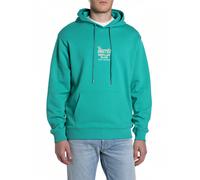 Hoodie REPLAY, Herren, Gr. XL, emerald, Sweatware, Obermaterial: 100% Baumwolle, bedruckt, hüftbedeckend, Rippbündchen, Sweatshirts Hoodie, mit großem Rückenprint (97701852-XL) emerald