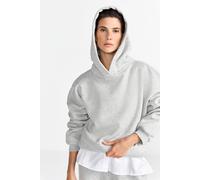 Hoodie RICHROYAL, Damen, Gr. L, silber mist, Sweatware, Obermaterial: 60% Baumwolle, 40% Polyester, unifarben, oversize normal, Rundhals, Bündchen, Sweatshirts, mit Strasssteinen, oversized fit (56436