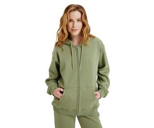 Hoodie ROXY "Surf Stoked Zipped Brushed", Damen, Gr. S, grün (olivgrün), Obermaterial: 60% Baumwolle, 40% Polyester., Sweatshirts Hoodie (56339633-S) olivgrün