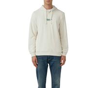 Hoodie S.OLIVER, Herren, Gr. XL, beige (ecru), Sweatware, Obermaterial: 70% Baumwolle, 30% Polyester, unifarben, regular fit normal, ohne Ausschnitt, Rippbündchen, Sweatshirts Hoodie, mit Logo Schrift