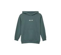 Hoodie S.OLIVER JUNIOR, Jungen, Gr. 134/140, grau (grau, grün), Sweatware, Obermaterial: 100% Polyamid, unifarben, regular fit taillenbedeckt, ohne Ausschnitt, Rippbündchen, Sweatshirts Hoodie, mit Ka