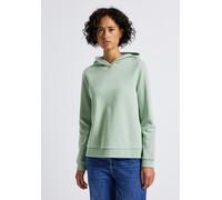 Hoodie STREET ONE, Damen, Gr. 34, grün (serene grün), Sweatware, 60% Baumwolle, 40% Polyester, unifarben, normal, ohne Ausschnitt, Rippbündchen, Sweatshirts, im soften Baumwoll-Mix (89224119-34) seren