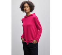 Hoodie STREET ONE, Damen, Gr. 36, pink (power berry), Sweatware, 66% Polyester, 29% Viskose, 5% Elasthan, unifarben, normal, ohne Ausschnitt, Bündchen, Sweatshirts Hoodie, mit elastischem Materialmix 