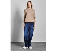 Hoodie STREET ONE, Damen, Gr. 38, braun (bisquit braun), Sweatware, 66% Polyester, 29% Viskose, 5% Elasthan, unifarben, normal, ohne Ausschnitt, Bündchen, Sweatshirts, mit elastischem Materialmix (967