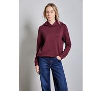 Hoodie STREET ONE, Damen, Gr. 42, rot (schwarz cherry rot), Sweatware, 66% Polyester, 29% Viskose, 5% Elasthan, unifarben, normal, ohne Ausschnitt, Bündchen, Sweatshirts Hoodie, mit elastischem Materi