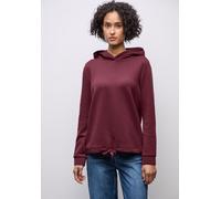 Hoodie STREET ONE, Damen, Gr. 44, rot (schwarz cherry rot), Sweatware, 66% Polyester, 29% Viskose, 5% Elasthan, unifarben, normal, ohne Ausschnitt, Bündchen, Sweatshirts Hoodie, mit elastischem Materi