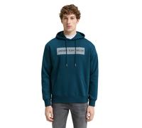 Hoodie TOM TAILOR DENIM, Herren, Gr. L, deep pond grün, Sweatware, Obermaterial: 70% Baumwolle, 30% Polyester, bedruckt, regular fit taillenbedeckt, ohne Ausschnitt, Bündchen, Sweatshirts, mit Logo Pr