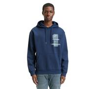 Hoodie TOM TAILOR DENIM, Herren, Gr. XXL, ocean night blau, Sweatware, Obermaterial: 70% Baumwolle, 30% Polyester, bedruckt, regular fit normal, ohne Ausschnitt, Rippbündchen, Sweatshirts, mit Print (