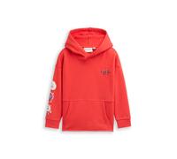 Hoodie TOM TAILOR, Jungen, Gr. 92/98, rot (soft rot), Sweatware, Obermaterial: 70% Baumwolle, 30% Polyester, bedruckt, normal hüftbedeckend, Rundhals, Flachstrickbündchen, Sweatshirts Hoodie, mit Elch
