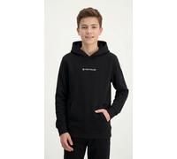 Hoodie TOM TAILOR, Jungen, Gr. 140, schwarz (heavy schwarz), Sweatware, Obermaterial: 100% Baumwolle, regular fit normal, Rundhals, Bündchen, Sweatshirts Hoodie, mit Logo-Print (45236766-140) heavy sc