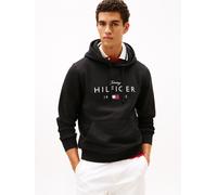 Hoodie TOMMY HILFIGER "BRAND LOVE BIG HILFIGER", Damen, Gr. M, schwarz, Sweatware, Obermaterial: 77% Baumwolle, 23% Polyester, regular fit normal, Rippbündchen, Sweatshirts Hoodie, mit Logo-Grafik, no