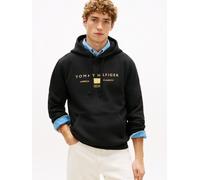 Hoodie TOMMY HILFIGER "BRAND LOVE TR MONO STACK", Herren, Gr. L, schwarz, Sweatware, Obermaterial: 100% Baumwolle, regular fit normal, Rippbündchen, Sweatshirts Hoodie (78078262-L) schwarz