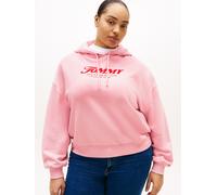 Hoodie TOMMY HILFIGER CURVE "CRV FUN GRAPHIC MDRN HOODIE", Damen, Gr. 52, pink, Sweatware, Obermaterial: 100% Baumwolle, bedruckt, regular fit normal, ohne Ausschnitt, Rippbündchen, Sweatshirts Hoodie