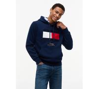 Hoodie TOMMY HILFIGER "GIFTING FLAG FLEECE", Herren, Gr. M, blau (carbon navy), Obermaterial: 60% Baumwolle, 40% Polyester, normal normal, Rippbündchen, Sweatshirts Hoodie (45519912-M) carbon navy