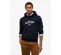 Hoodie TOMMY HILFIGER "HILFIGER STACK REGULAR FLEECE", Herren, Gr. M, blau (navy blau), Sweatware, Obermaterial: 64% Baumwolle, 36% Polyester, regular fit normal, Bündchen, Sweatshirts Hoodie (5311994