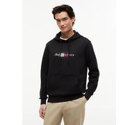 Hoodie TOMMY HILFIGER "SCRIPT FLAG HOODIE", Herren, Gr. XL, schwarz, Sweatware, Obermaterial: 100% Baumwolle, regular fit normal, Bündchen, Sweatshirts Hoodie, mit Flag-Grafik und Tunnelzug (70745168-