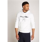 Hoodie TOMMY HILFIGER "SCRIPT LOGO HOODY", Damen, Gr. M, weiß, Sweatware, Obermaterial: 63% Baumwolle, 37% Polyester, regular fit hüftlang, Rippbündchen, Sweatshirts Hoodie, mit aufgesticktem Logo (78