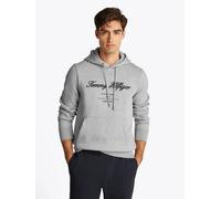 Hoodie TOMMY HILFIGER "SCRIPT LOGO HOODY", Damen, Gr. XL, light grau heather, Sweatware, Obermaterial: 63% Baumwolle, 37% Polyester, regular fit hüftlang, Rippbündchen, Sweatshirts Hoodie, mit aufgest