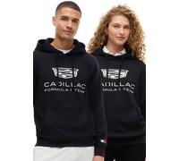 Hoodie TOMMY HILFIGER "TH x Cadillac Formula 1 Team SHIELD", Damen, Gr. M, schwarz, Sweatware, Obermaterial: 100% Baumwolle, bedruckt, regular fit hüftlang, Rundhals, Rippbündchen, Sweatshirts Hoodie,
