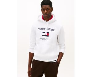 Hoodie TOMMY HILFIGER "TOMMY EMBRO FLAG", Herren, Gr. XXL, weiß, Sweatware, Obermaterial: 64% Baumwolle, 36% Polyester, regular fit, Rippbündchen, Sweatshirts Hoodie, normale Passform, Stickerei (3219