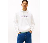 Hoodie TOMMY JEANS "TJM REG ENTRY DNA PLAY", Herren, Gr. XXL, weiß (ecru), Sweatware, Obermaterial: 100% Baumwolle, regular fit normal, Rippbündchen, Sweatshirts Hoodie, regular fit, mehrfarbiges Logo