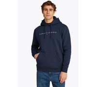 Hoodie TOMMY JEANS "TJM REG LINEAR LOGO HOODIE EXT", Herren, Gr. XXL, blau (schwarz night navy), Sweatware, Obermaterial: 80% Baumwolle, 20% Polyester, regular fit hüftlang, Rundhals, eingesetzt Bündc