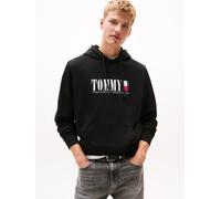 Hoodie TOMMY JEANS "TJM REG RWB DNA GRAPHIC HOODIE", Herren, Gr. S, schwarz, Sweatware, Obermaterial: 100% Baumwolle, regular fit, Rippbündchen, Sweatshirts Hoodie (65254638-S) schwarz