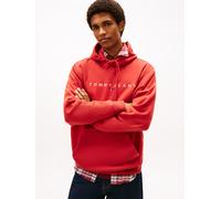 Hoodie TOMMY JEANS "TJM REGULAR LINEAR LOGO HOODIE EXT", Herren, Gr. M, rot (terracotta rot), Sweatware, Obermaterial: 80% Baumwolle, 20% Polyester, regular fit hüftlang, Rundhals, eingesetzt Bündchen