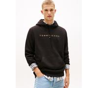 Hoodie TOMMY JEANS "TJM REGULAR LINEAR LOGO HOODIE EXT", Herren, Gr. M, schwarz (schwarz, faded sun kiss), Sweatware, Obermaterial: 80% Baumwolle, 20% Polyester, regular fit hüftlang, Rundhals, einges