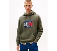 Hoodie TOMMY JEANS "TJM RWB FLAG", Herren, Gr. M, grün (pewter grün), Sweatware, Obermaterial: 100% Baumwolle, regular fit, Bündchen, Sweatshirts Hoodie, Regular Fit, Sweatshirt, mehrfarbiger Print (3
