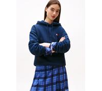 Hoodie TOMMY JEANS "TJW BXY BADGE HOODIE EXT", Damen, Gr. S (36), blau (schwarz night navy), Sweatware, Obermaterial: 100% Baumwolle, unifarben, bequem hüftlang, Rippbündchen, Sweatshirts, mit Logo-Ba
