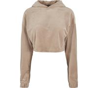 Hoodie URBAN CLASSICS "Urban Classics Damen Ladies Cropped Velvet Oversized Hoody", Damen, Gr. L, softtaupe, 93% Polyester, 7% Elasthan, unifarben, Sweatshirts Hoodie (35292738-L) softtaupe