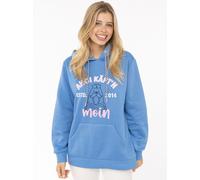Hoodie ZWILLINGSHERZ "Ahoi Käpt´n", Damen, Gr. L/XL, mittelblau, Sweatware, Obermaterial: 80% Polyester, 20% Baumwolle, Sweatshirts Hoodie, Mini-Me,mit süßem Seehund mit Kapitänsmütze und Kängurutasch
