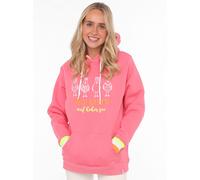 Hoodie ZWILLINGSHERZ ""Ahoi Käpt'n"", Damen, Gr. L/XL (L/XL), pink (neon pink), Obermaterial: 50% Baumwolle, 50% Polyester, comfort fit hüftlang, V-Ausschnitt, Sweatshirts Hoodie, mit maritimer Botsch