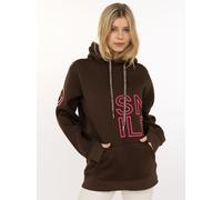 Hoodie ZWILLINGSHERZ "Alissa 2.0", Damen, Gr. L, braun, Sweatware, Obermaterial: 50% Baumwolle, 50% Polyester, hüftbedeckend, ohne Ausschnitt, Rippbündchen, Sweatshirts Hoodie, mit SMILE Stickerei vor