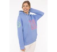 Hoodie ZWILLINGSHERZ "Alissa 2.0", Damen, Gr. M, blau, Sweatware, Obermaterial: 50% Baumwolle, 50% Polyester, bedruckt, unifarben, hüftbedeckend, ohne Ausschnitt, Rippbündchen, Sweatshirts Hoodie, mit
