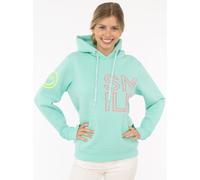 Hoodie ZWILLINGSHERZ "Alissa 2.0", Damen, Gr. XL, grün (mint), Sweatware, Obermaterial: 50% Baumwolle, 50% Polyester, bedruckt, unifarben, hüftbedeckend, ohne Ausschnitt, Rippbündchen, Sweatshirts Hoo