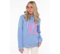 Hoodie ZWILLINGSHERZ "Alissa", Damen, Gr. L/XL (L/XL), blau (hellblau), Sweatware, Obermaterial: 50% Baumwolle, 50% Polyester, unifarben, normal hüftlang, hoch geschlossener Ausschnitt, Bündchen, Swea