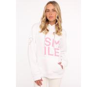 Hoodie ZWILLINGSHERZ ""Alissa"", Damen, Gr. L/XL (L/XL), weiß, Sweatware, Obermaterial: 50% Baumwolle, 50% Polyester, normal hüftlang, hoch geschlossener Ausschnitt, Bündchen, Sweatshirts Hoodie, Lang